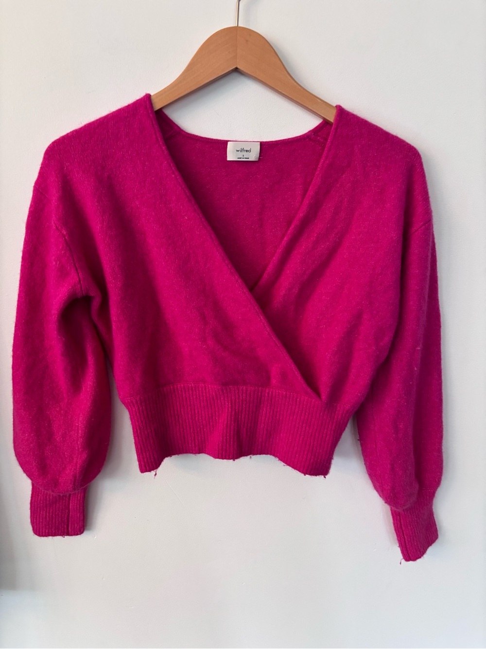 Wilfred SoftSpok Dear Wrap Sweater in Pink | Sz Small